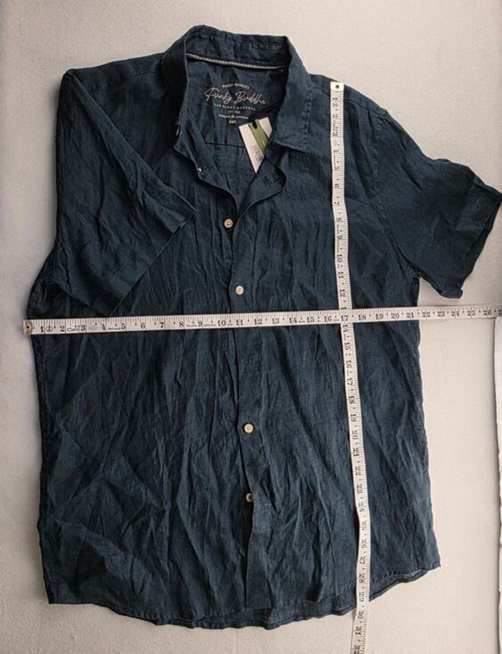 Funky Buddha Short Sleeve Linen Button Down Size Large NWT